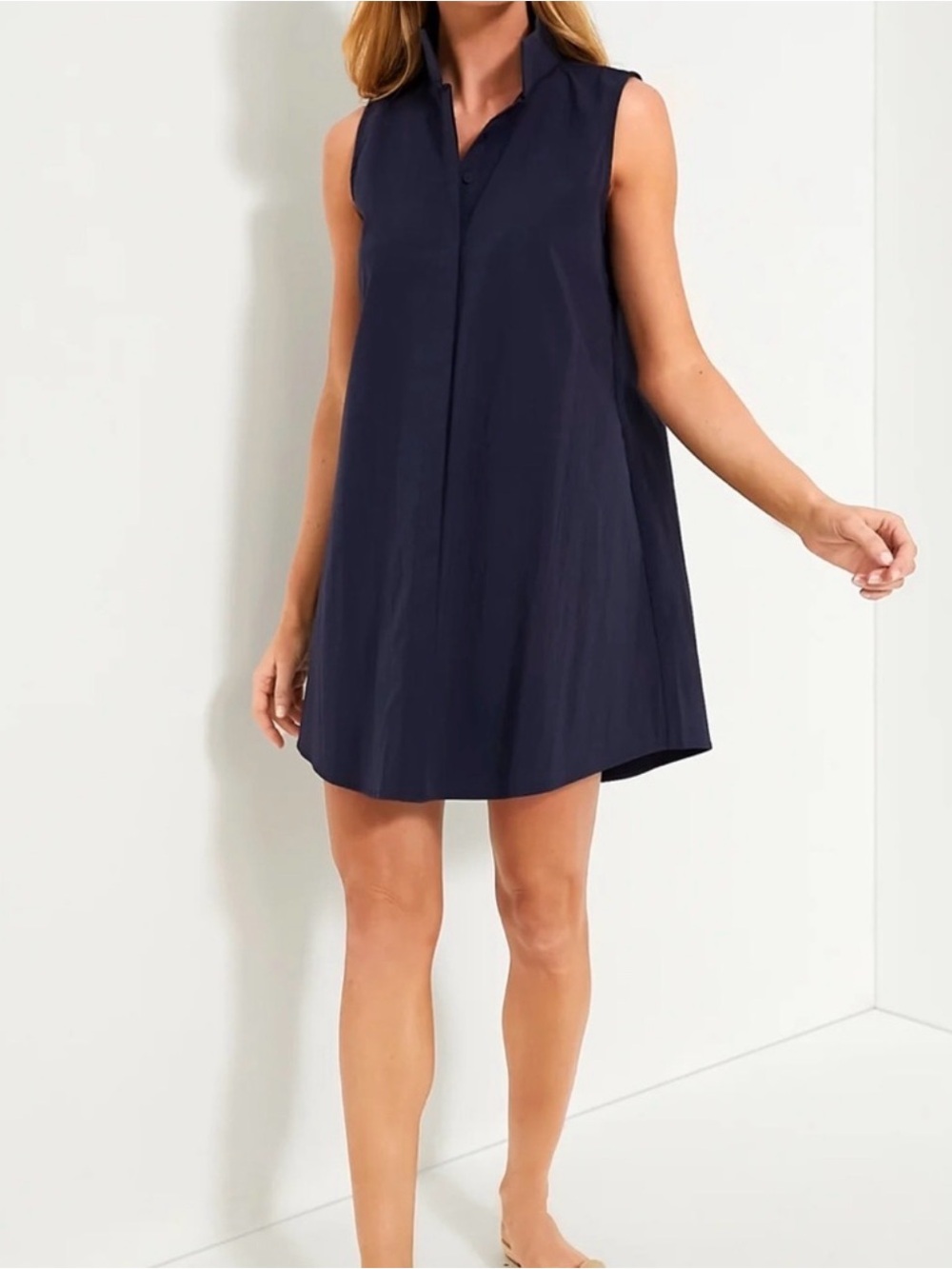 Tuckernuck Black Sleeveless V-Neck Tunic with Stand Collar